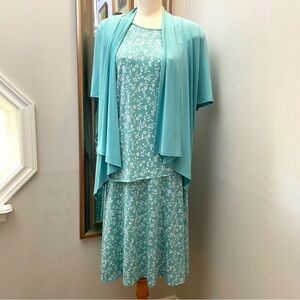 Vintage aquamarine blue skirt and top coordinated set